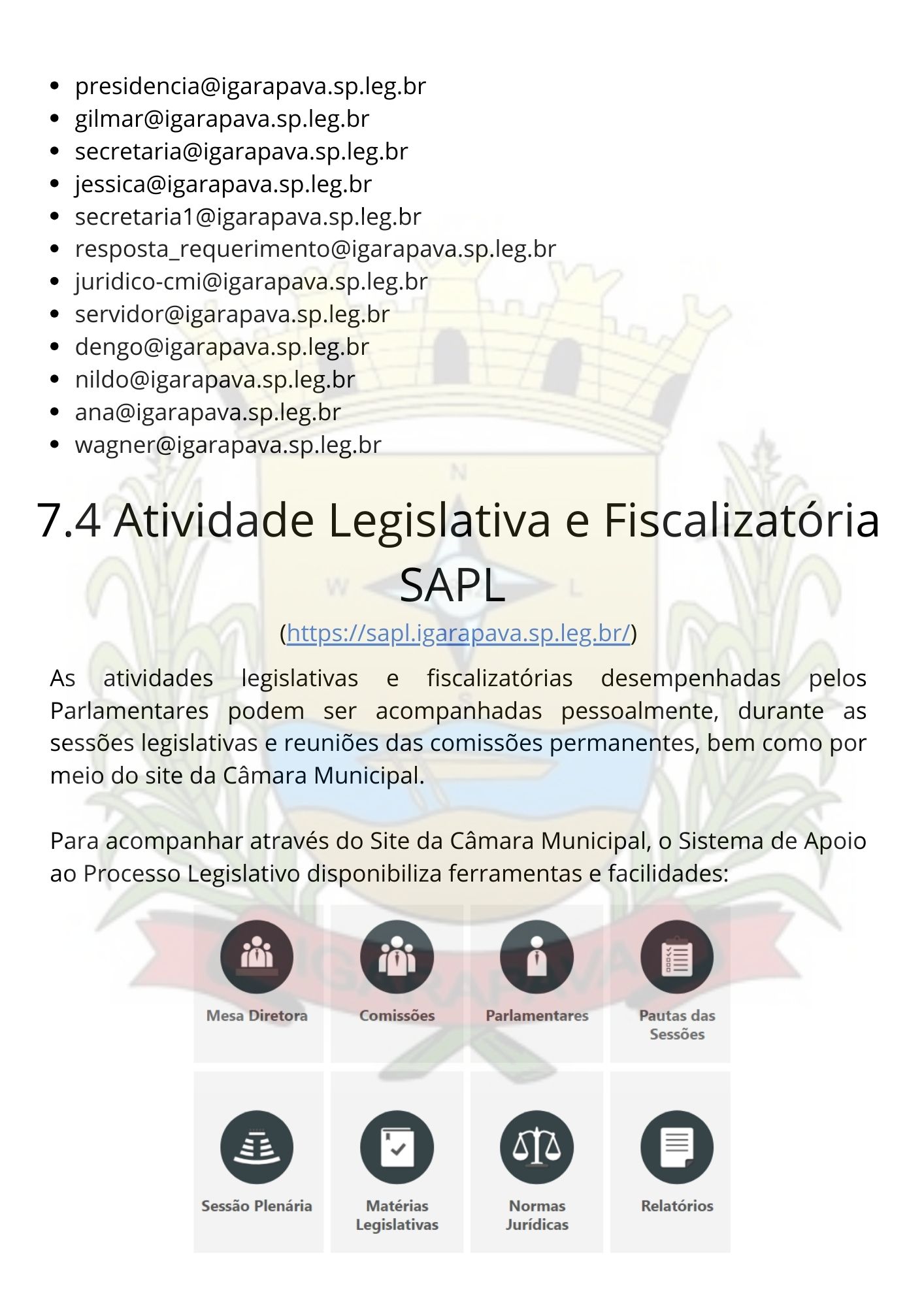 Atividade Legislativa e Fiscalizatória - SAPL