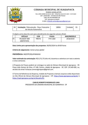 Aviso de Contratação Direta - Dispensa de Licitação 03.2024 - Proc. Adm. 15.2024 - Aquisição de Peças e Manutenção Automotiva (compressor)1.jpg