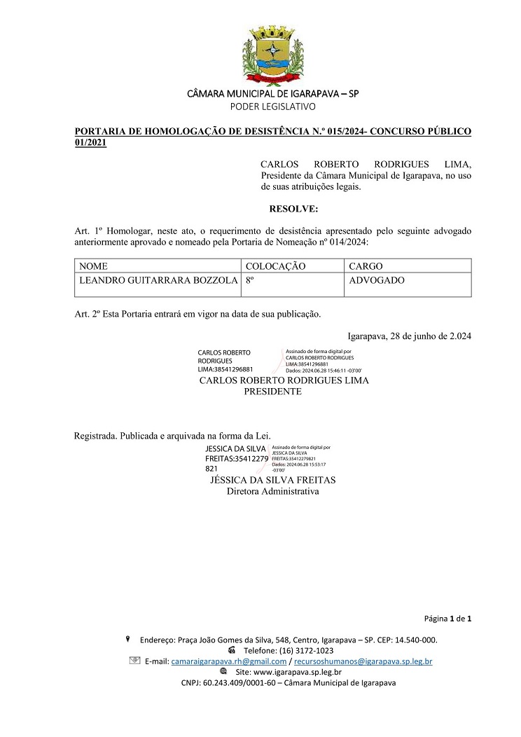 PORTARIA DE HOMOLOGAÇÃO DE DESISTENCIA 015.2024 - CONCURSO PÚBLICO (CMI)-1.jpg