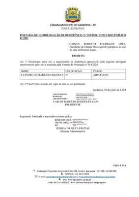 PORTARIA DE HOMOLOGAÇÃO DE DESISTENCIA 015.2024 - CONCURSO PÚBLICO (CMI)-1.jpg