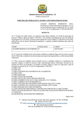 PORTARIA DE NOMEAÇÃO 014.2024 - CONCURSO PÚBLICO 01.2021-1.jpg