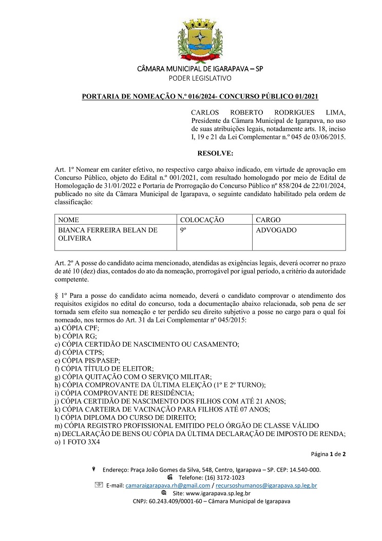 Portaria N 16.2024 -  NOMEÇÃO  - CONCURSO PÚBLICO 01.2021 - cmi-1.jpg